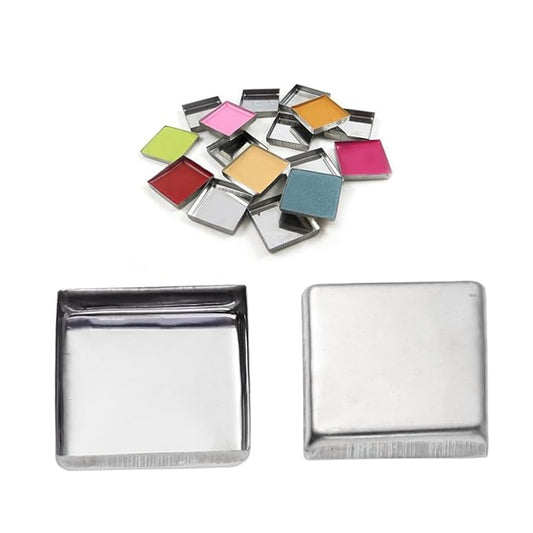 180pcs Empty Square Stainless Steel Pans for Diy Eyeshadow Blusher and Pressed Powder Makeup Pans for Eyeshadow for Custom Cosmetic Palettes