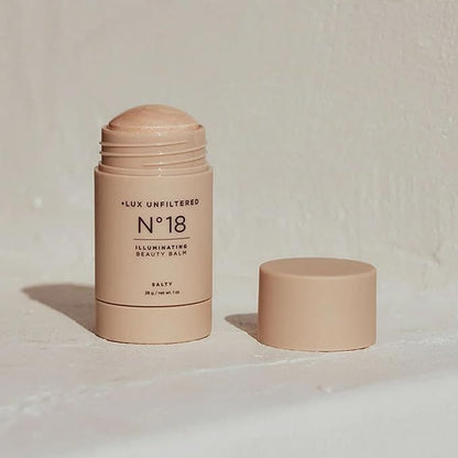 + Lux Unfiltered N°18 Illuminating Beauty Balm - Highlighter Stick with Mango Butter - Buildable and Blendable Highlighter Makeup Stick - Vegan & Cruelty Free - Salty (A Sheer Opal Gloss)