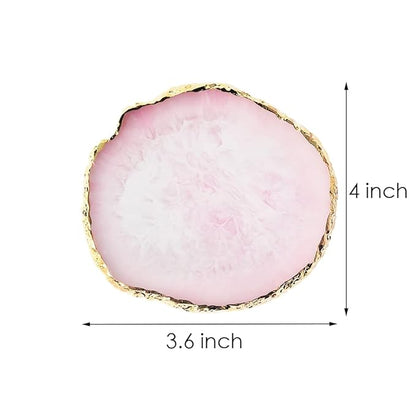 Resin Nail Art Palette, Nail Art Painting Mixed Color Palette Gold Edge Nail Gel Color Makeup Display Board (2#Pink)
