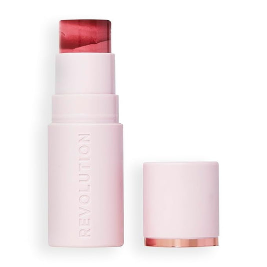 Revolution, Skin Silk Marble Blush Stick, Buildable Color for Cheek, Eye, & Lip, Cream-to-Powder Formula, Vegan & Cruelty-Free, Sundown Spice, 0.15 oz