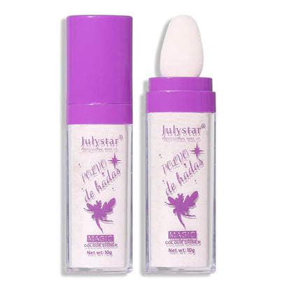 Polvo De Hadas Highlighter Stick Puff Fairy Stick Highlight Powder Glitter Loose Powder Brush Stick Contouring Powder Shimming Face Powder Blusher (#01 Pearl White)