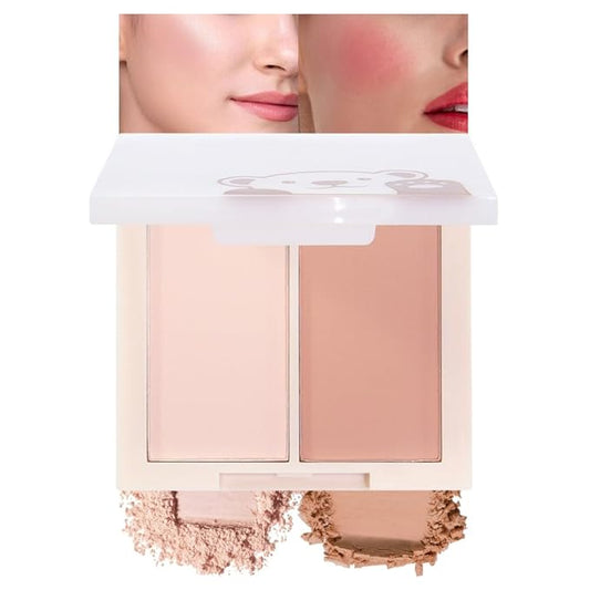 2-in-1 Contour & Blush Palette | Matte Silky Powder, No Fallout, Buildable Color, Universal Natural Makeup for Women (Pack of 1))