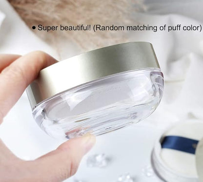 AKOAK Capacity 20 ml(0.67 oz) Empty Reusable Plastic Loose Powder Compact Container DIY Makeup Powder Case with Powder Puff and Elasticated Net Sifter Green