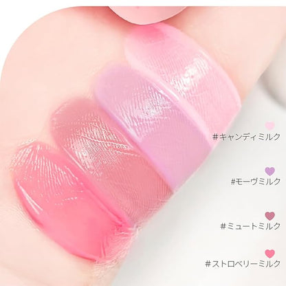 Milk Heart Tint Lip & Cheek Stain, Soft Matte, Velvet Finish Lip Color, Creamy Korean Lip Tint for Natural & Vibrant Lips (02 Strawberry Milk, 1 Count)