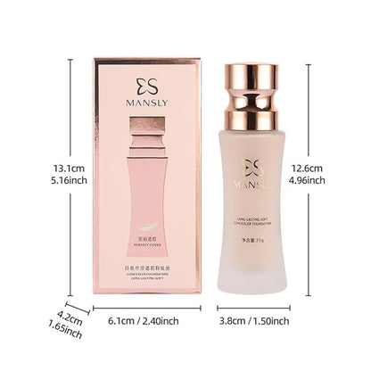 LAMUSELAND Matte Liquid Foundation Makeup, Full Coverage Lightweight Long-lasting Flawless Foundation Concealer Makeup for All Skin (02, M)