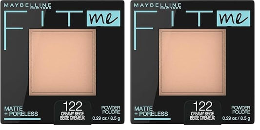Maybelline Fit Me Matte + Poreless Pressed Face Powder Makeup & Setting Powder, Creamy Beige, 1 Count (Pack of 2)
