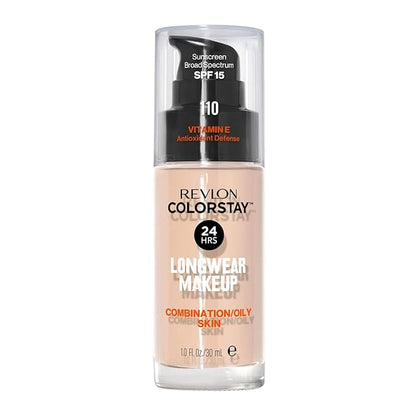 Revlon Colorstay Liquid Foundation Makeup with Pump 110 Ivory Combination/Oily Skin,1 Fl Oz (Pack of 2)