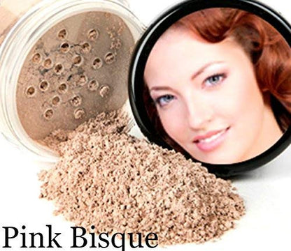 PINK BISQUE FOUNDATION Sample to Bulk Sizes Mineral Makeup Matte Jar Bare Face Powder Sheer Natural Cover (20 Gram Jar)