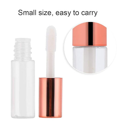 Case of 90 packs, Empty Plastic Clear Lip Gloss Tubes Lip Balm Bottle Container Rose Gold Transparent 1.2ML Makeup Tool for Women (90 pcs, Rose Gold)