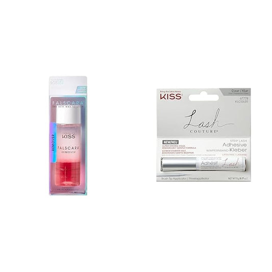 KISS Falscara Remover for Lash Adhesive, Makeup, Wisps + Lash Couture Lash Glue, Super Strong Strip Lash Adhesive, White