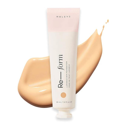 HALEYS Re-form Luminous Skin Foundation, VEGAN + CRUELTY-FREE, Blurs, Conceals, Blendable, Buildable Med-to-Full Coverage, Weightless, Oil-free, All-Day Wear, Hyaluronic Acid, All skin types (2.5)