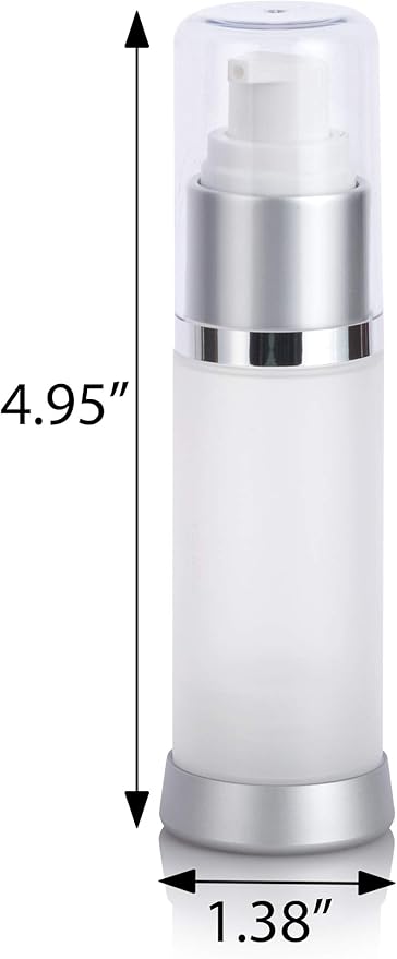JUVITUS (6 PACK) 1 oz / 30 ml Frosted Airless Acrylic Foundation Bottle with Clear Cap + Funnel