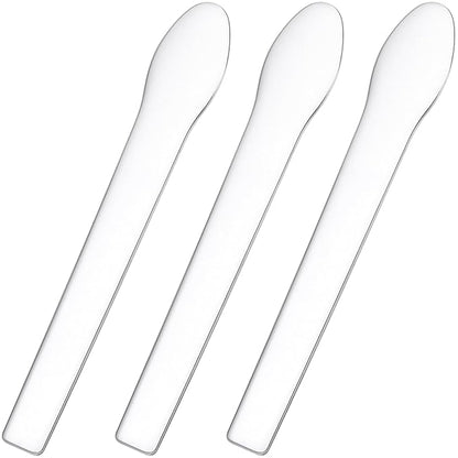 3pcs Mini Metal Makeup Spatula, Silver Reusable Cosmetic Cream Spatulas Spoon, Skincare Scoop Applicator Facial Massage Beauty Tools for Mixing and Sampling Face Eye Cream- 2.73"×0.43"