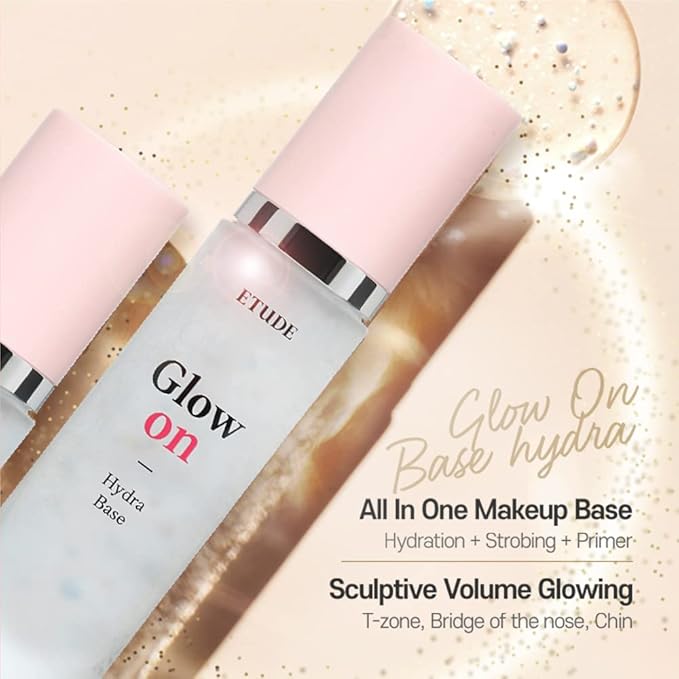 ETUDE Glow On Base Hydra 30ml (21AD) | All-in-One Makeup Hydration Glowing Base with a Long-Lasting Effect and Dewy Finish | Korean Makeup