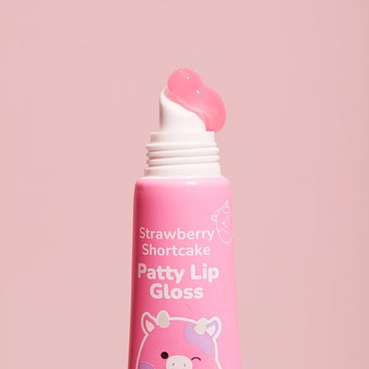 TONYMOLY x Squishmallow Patty Keychain Lip Gloss, Strawberry Shortcake Gloss, Sheer Pigmented Glossy Lip Stain, Hydrating, Non-Sticky, High Shine Glossy, 11ml
