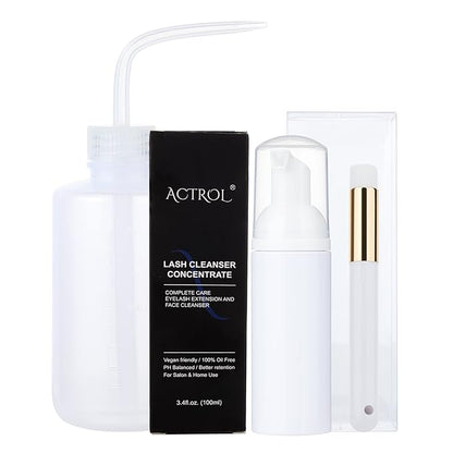 Eyelash Cleaner Concentrate Set Rose 100ml Eyelash Extension Shampoo Natural Foaming Cleanser 60ml Bottled Cleansing Brush Paraben and Sulfate Free Lashes & Salon Home Care Eyelash Shampoo