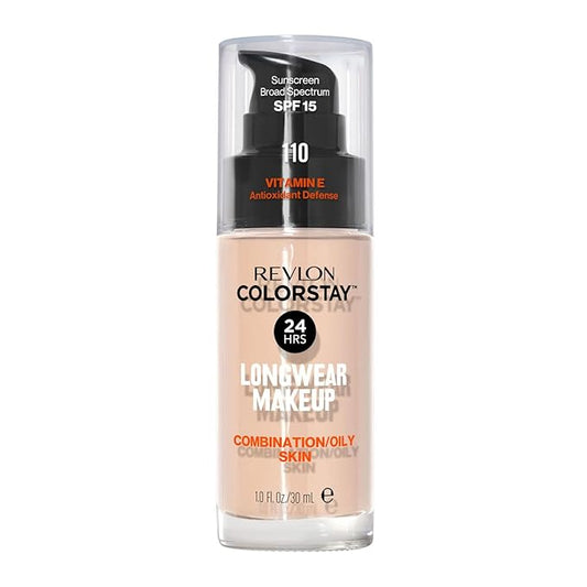 Revlon Colorstay Liquid Foundation Makeup with Pump 110 Ivory Combination/Oily Skin ,1 Fl Oz
