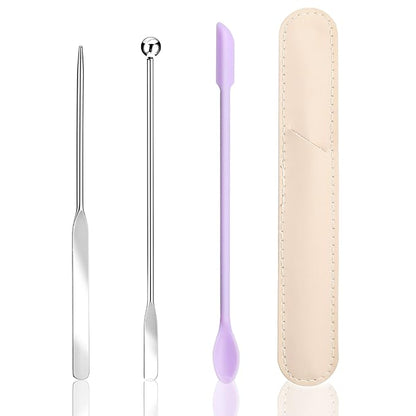 Makeup Spatula, Stainless Steel Depotting Spatula with Silicone Cosmetic Tools Make Up Accessories for Cosmetics Mixing Blending Foundation Small Area of Face