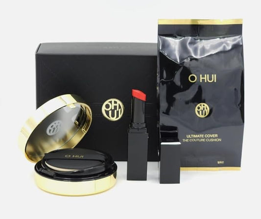 OhuiI Ultimate Cover The Couture Cushion #01 Pink Beige 1 Refil 13g And 1 Lip tint Balm T11 Viva Pink Special Set, Black