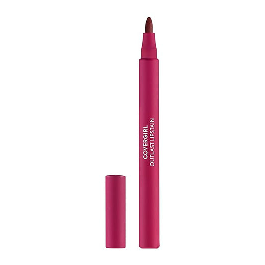 COVERGIRL Outlast Lipstain Bundle - 50 Heat Wave & 60 Plum Berry, Vegan Formula