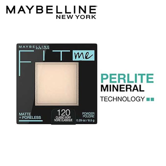 Maybelline Fit Me Matte + Poreless Liquid Oil-Free Foundation Makeup & Fit Me Matte + Poreless Pressed Face Powder Makeup & Setting Powder, Classic Ivory, 1 Count