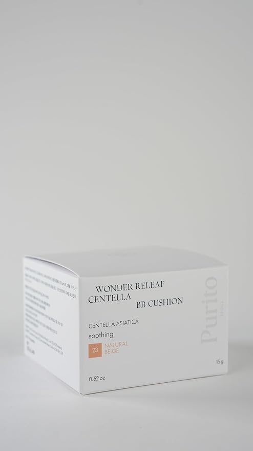 PURITO SEOUL Wonder Releaf Centella BB Cushion #23 Natural Beige, Foundation, Korean Centella, Makeup Long Lasting, Flawless Coverage, K-Beauty, 15g, 0.52 fl.oz