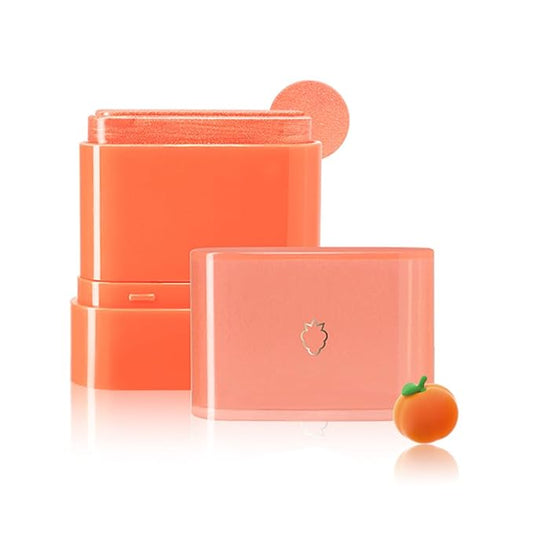 Multi-Purpose Makeup Hydrating Cream Blush Stick, Beauty Solid Moisturizer Stick For Cheek & Eyes & Lips，Waterproof Natural Moisture Smooth Blendable Matte Finish Face Blush Makeup (#04 Orange)