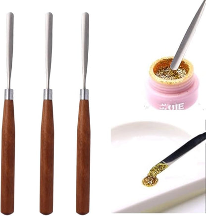 Pokinge Stainless Steel Nail Art Spatula Cosmetic Makeup Palette Spatula Spoon Cream Stirring Rod Mixing Tool Manicure Accessories For Women