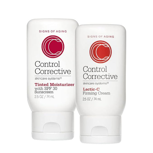 CONTROL CORRECTIVE Tinted Moisturizer with SPF30 & Lactic-C Firming Cream, Anti Aging, Brighten & Smooth