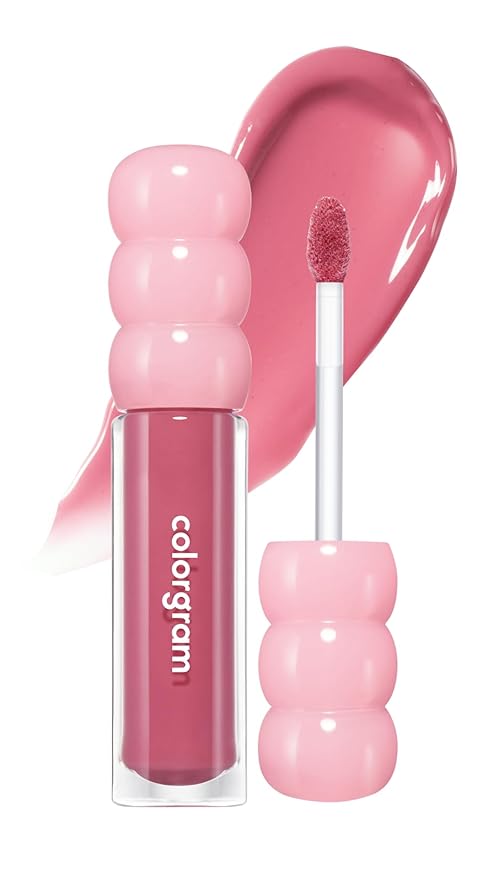 COLORGRAM Fruity Glass Gloss 04 Farewell Guava | Non-Sticky Glossy Lip Tint with Glass-Like Shine | Long-Lasting Hydrating Lip Gloss for Smooth & Plump Lips