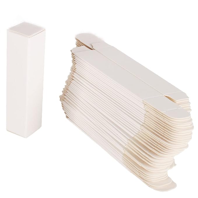 COSIDEA 50 PCS Empty Matte White Lip Gloss Boxes W22 xW22 xH92mm /0.87*0.87*3.62 inch, Cosmetic Perfume / Mascara Box Packaging for Small Business Wholesale, small Kraft Paper Box