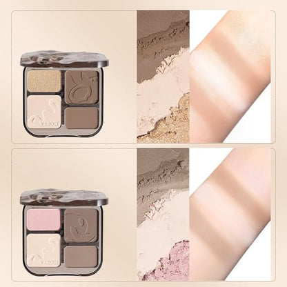 1 PC 4 Color Face Lift Facial Highlighter Blusher Contour Palette, 4 Color Multi Purpose Silky Facial Blusher Contour Facial Highlighter Palette (V01, 8g)