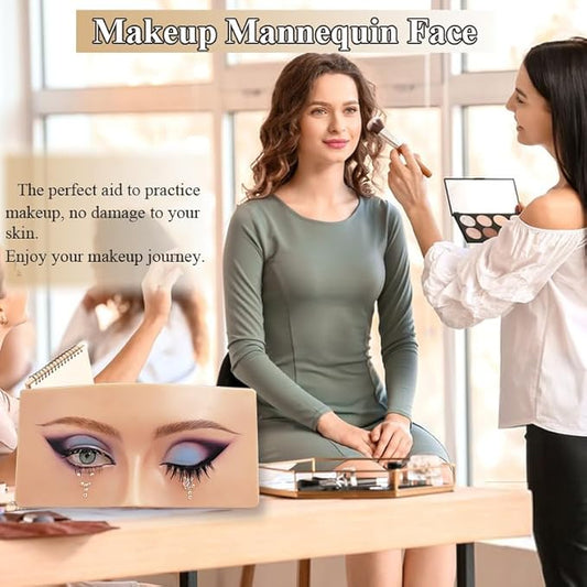 Makeup Practice Mannequin with 3D Reusable Face for Makeup Artists and Beginners
