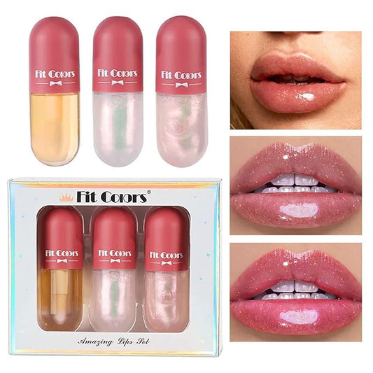 3 Color Pearlescent Lip Oil Hydrating Tinted Plump Lip Gloss Transparent Toot Lip Oil, Glass Lip Glow Oil Fresh Texture & Non-sticky, Nourishing Repairing Lightening Lip Lines Lip Care- 02