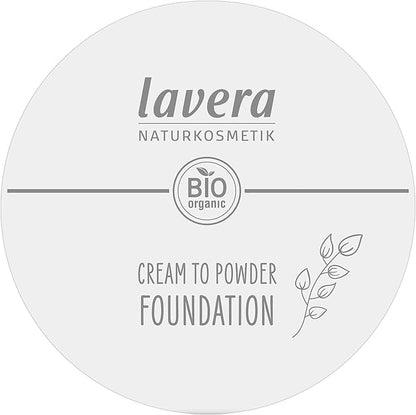 lavera Cream To Powder Foundation - Light 01 - Foundation Make Up with Vitamin E & Almond Oil - Cover, Conceal & Correct - Face Make Up - PETA Certified - Vegan - Made in Germany - 0.37 Oz