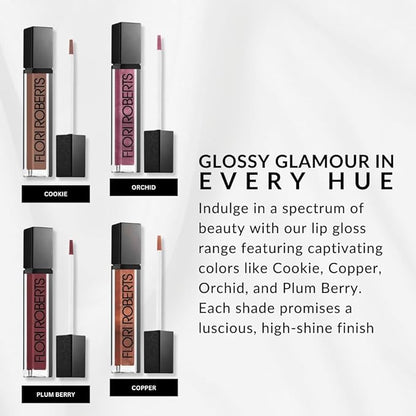 Flori Roberts Mineral Base Lip Shine, Vibrant Lip Gloss Makeup for Women of Color or Deeper Skin Tones, Non-Sticky, Long Wear High Shine Finish