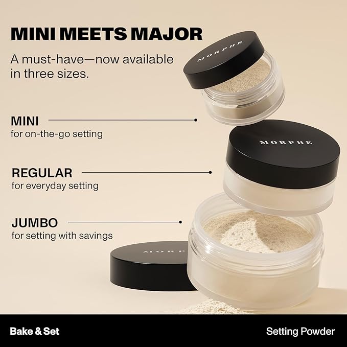 Morphe Totally Set Mini Brighten & Set Setting Powder Duo - Lightweight, Talc-Free Powder for Face Makeup Natural Finish - Minimizes Shine for Up to 24HR - Translucent (2 Count)