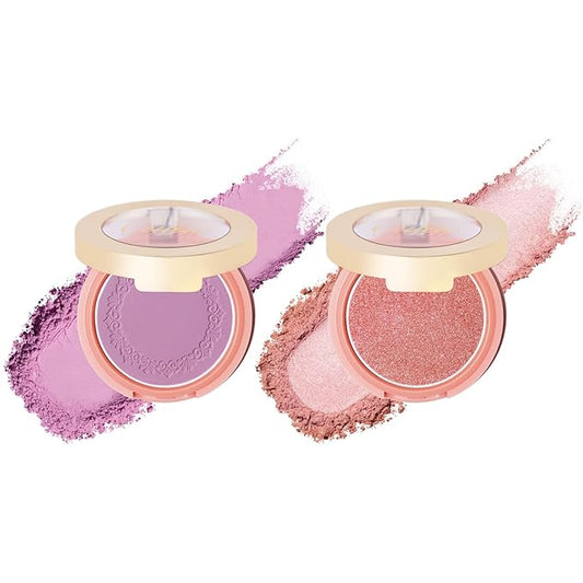 Oulac Blendable Matte and Shimmer Blush For Cheeks in Light Shade, For Radiant Natural Look 020 Believe+F06 Pink Ice