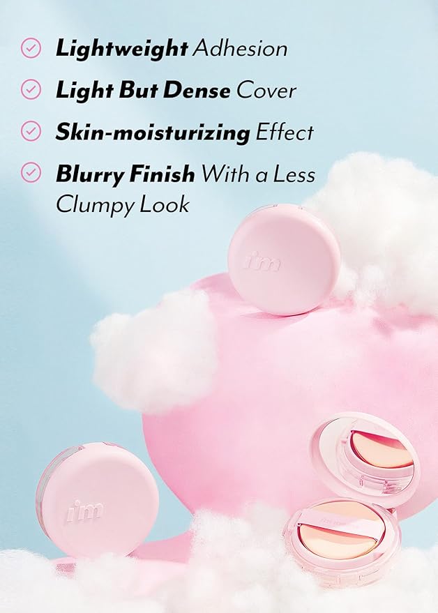 I'M MEME Korean Foundation - Wonder Velvet Cushion 02 Beige | Semi-Matte, Lightweight, High Coverage, Skin Moisturizing, Anti-darkening, Light makeup, Translucent Compact
