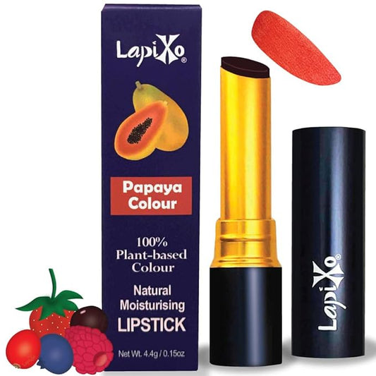 100% Plant-based Color Lipstick, Unique Formula, Natural + Moisturizing | Non-Toxic, All Food Ingredients, Antioxidant-rich, Natural Matte Vibrant Color, 4.4g/0.15oz (Papaya color)