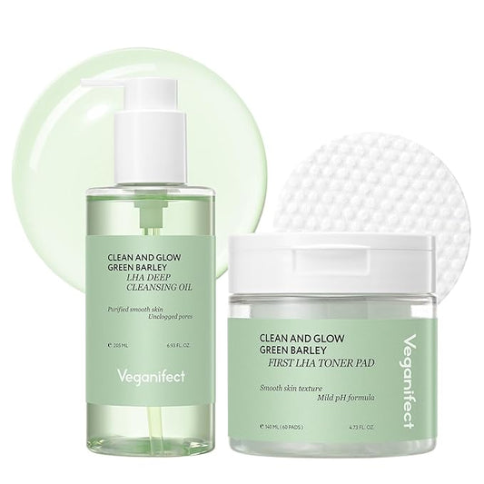 Skin Refresh Duo, Deep Cleansing Oil & LHA Toner Pads, Gently Remove Everyday Impurities and Dead Skin Cells for a Clear, Smooth Skin