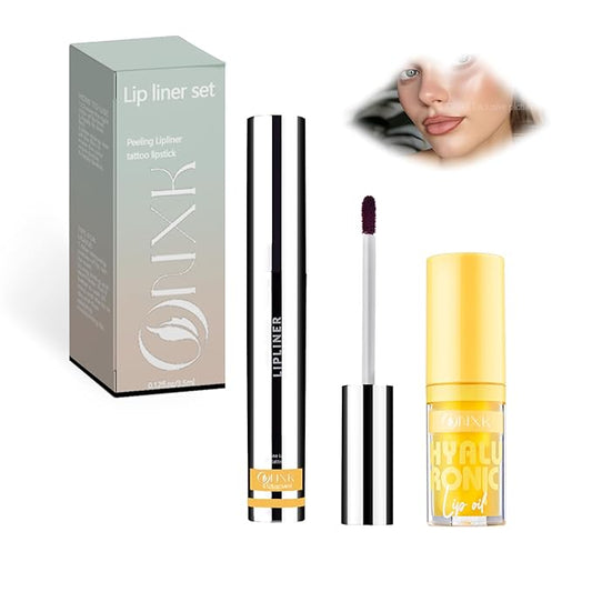 Lip Tattoo Peel off Kit - Lip stain Long Lasting Waterproof Lip Tattoo Peel off Matte LipLiner Natural Finish Smudge Proof Lip Liner with Lip Gloss