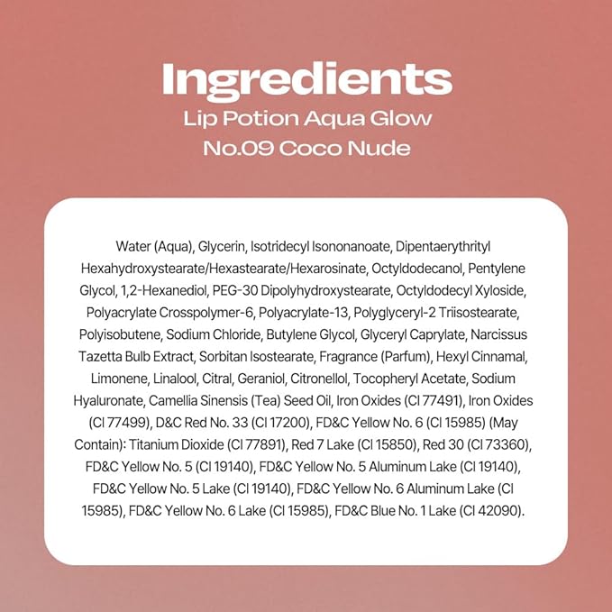 Lip Potion Aqua Glow No.9 Coco Milk | Hydrating, Non-Sticky Gloss with Sheer Radiance | 0.3 Oz