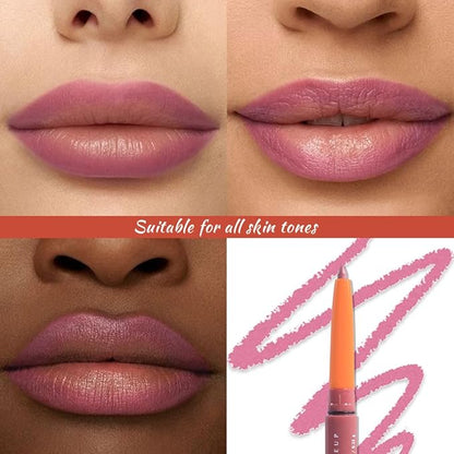 Retractable Matte Lip Liner Pencil, Light Pink Plump Lip Liners Long-Lasting Creamy Formula for Shaping & Sculpting lip filler pen, Subtle Touch Velvet Pigmented Crayon Lip Liner 02#