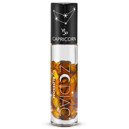 Blossom Lip Gloss Zodiac Sign Vanilla Scented Roll-On Lip Gloss, Moisturizing + Hydrating with Zodiac Crystals, Made in USA, 0.20oz, Capricorn