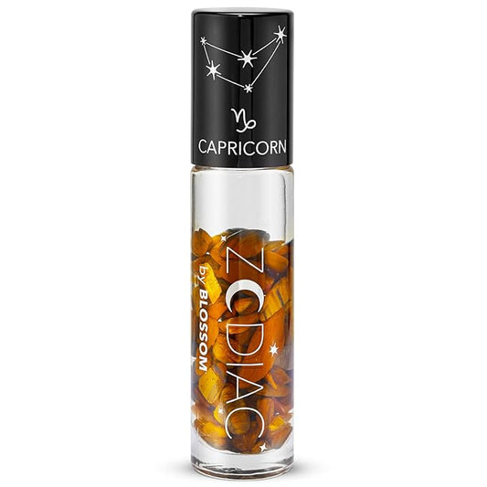 Blossom Lip Gloss Zodiac Sign Vanilla Scented Roll-On Lip Gloss, Moisturizing + Hydrating with Zodiac Crystals, Made in USA, 0.20oz, Capricorn