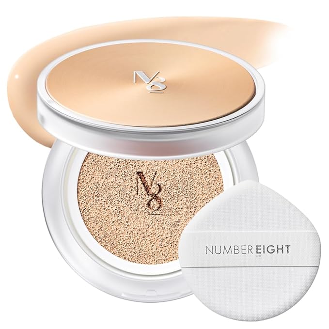 NUMBER EIGHT Skin Master Natural Cover Fit Cushion Foundation SPF 50+ PA+++ | N21 SKIN VANILLA | Long lasting, Lightweight, Flawless Coverage, Hypoallergenic, Korean Beauty (15g / 0.52oz.)