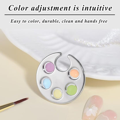 8 Pcs Mini Nail Art Palette Metal Finger Rings Manicure Palette Nail Paint Art Palette for Manicure Nail Polish Art Tools Makeup Palettes