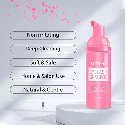 VEYES INC Lash Shampoo for Lash Extensions. Eyelash Wash for Extensions & Natural Lashes. Eyelash Extension Cleanser + Brush,Oil & Sulfate Free,60ml. Lash Supplies for Salon & Home Care