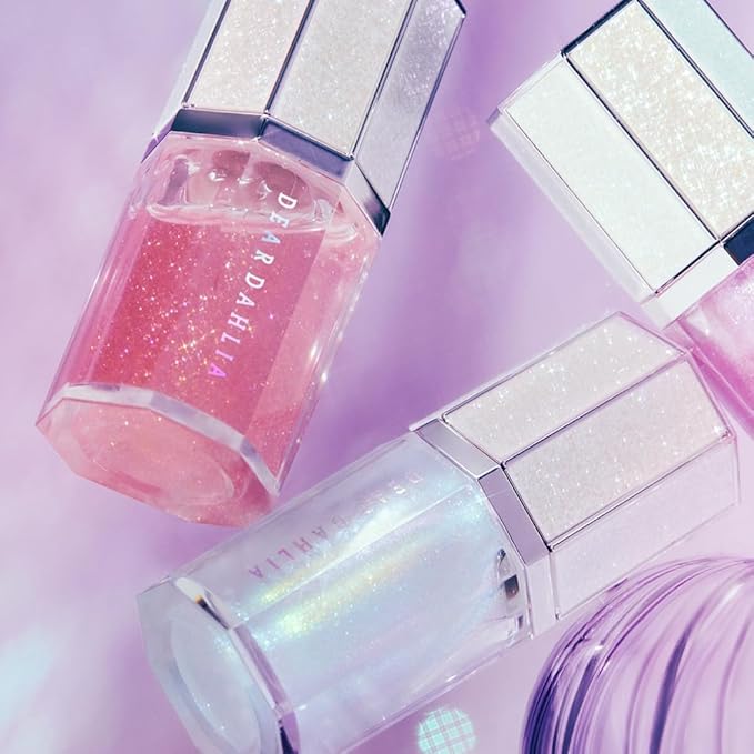 DEARDAHLIA Dear Dahlia Paradise Sparkle Lip Glaze – High-Shine Vegan Lip Gloss for Juicy, Glassy Lips with Glitter or Shimmer Finish, Lip Plumper, Cooling Plumping Formula, 0.19 fl oz - LOVE STONE